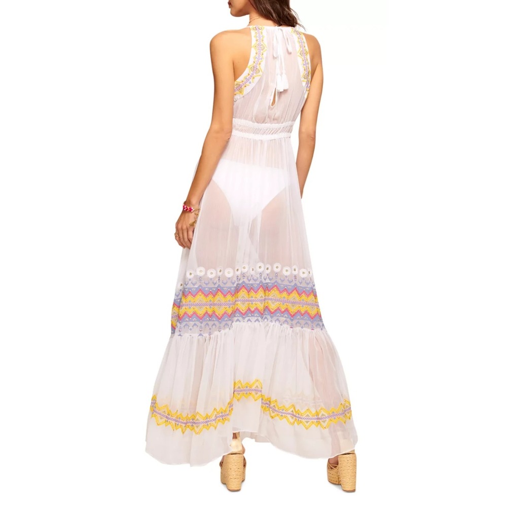 NEW Ramy Brook Sienna Embroidered Chiffon Swim Cover-Up Maxi Dress White XL $365 - Picture 14 of 16